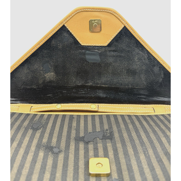 Vintage Fendi Selleria Striped Canvas & Leather Envelope Crossbody Bag Repair - Picture 9 of 16